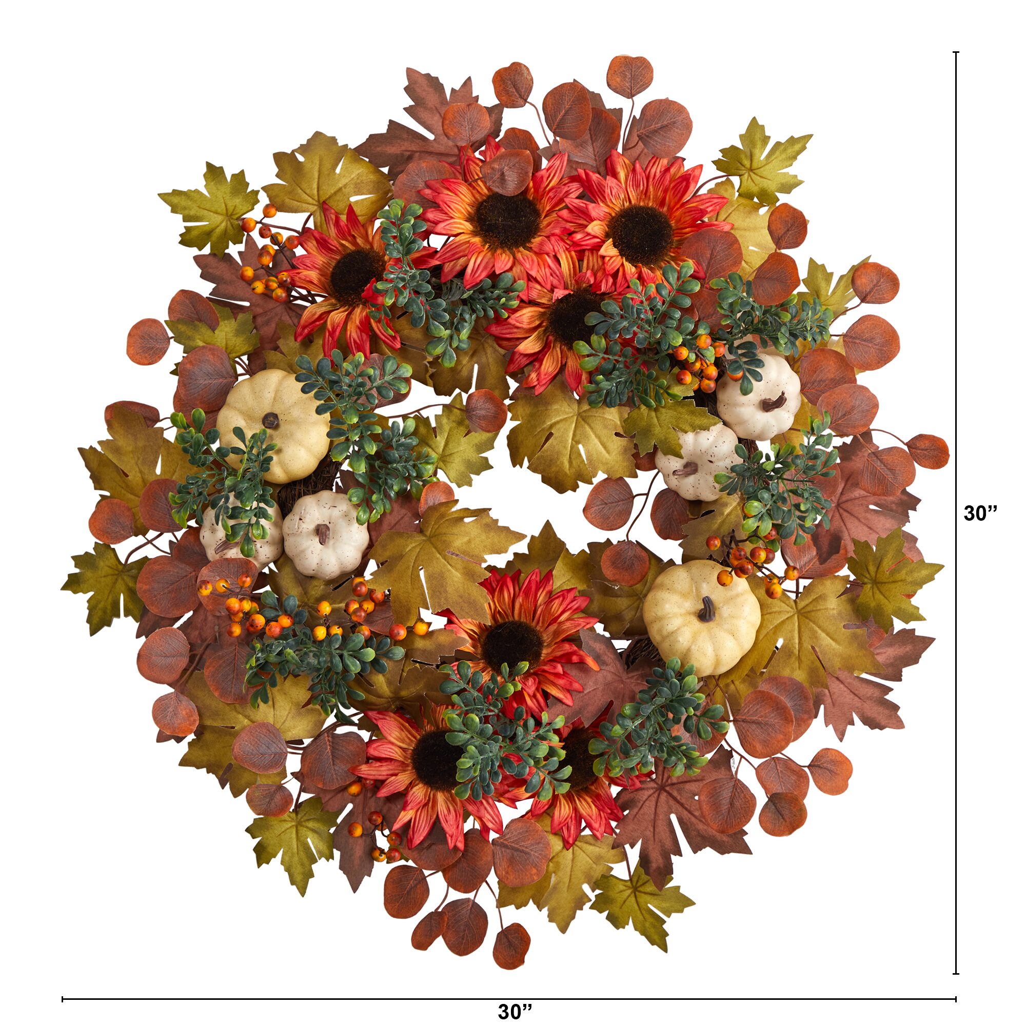 Nearly Natural 30" Autumn Foliage Faux Wreath