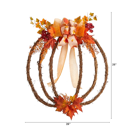 Nearly Natural 26" Autumn Pumpkin Faux Vine Wreath