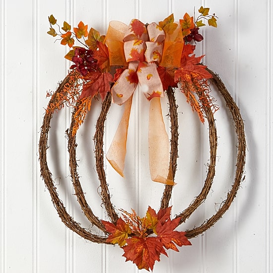 Nearly Natural 26" Autumn Pumpkin Faux Vine Wreath