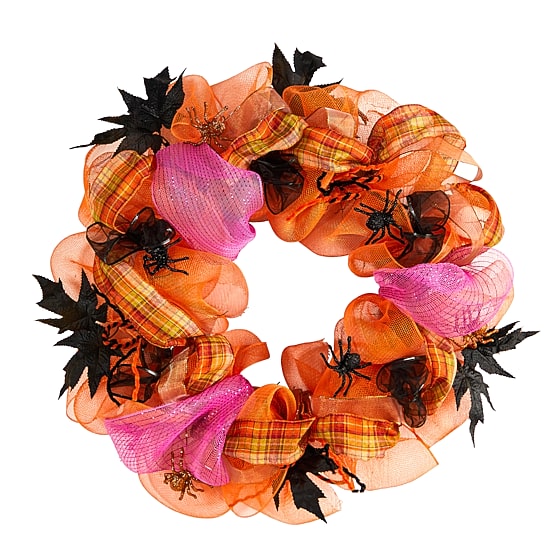Nearly Natural "26"" Halloween Spider Mesh" Wreath