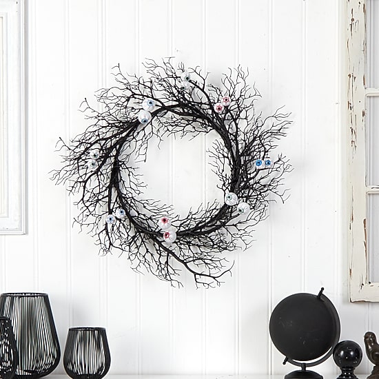 Nearly Natural 30" Halloween Gazing Eyeballs Wreath