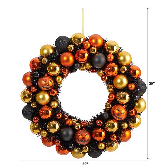 Nearly Natural 30" Halloween Pumpkin Ornament Wreath