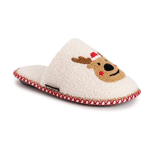 Muk Luks Womens Slip-on Slippers In White