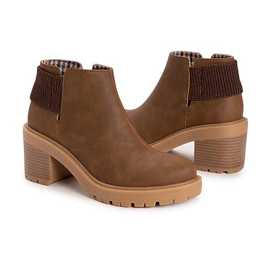 Muk Luks Womens Lucy Lula Stacked Heel Booties