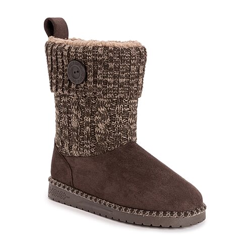 Muk Luks Womens Janet Flat Heel Winter Boots, 7 Medium, Brown