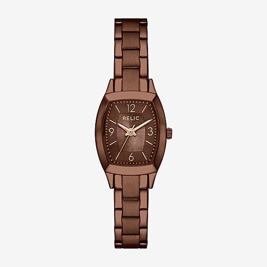 Relic By Fossil Womens Brown Stainless Steel Bracelet Watch Zr34663