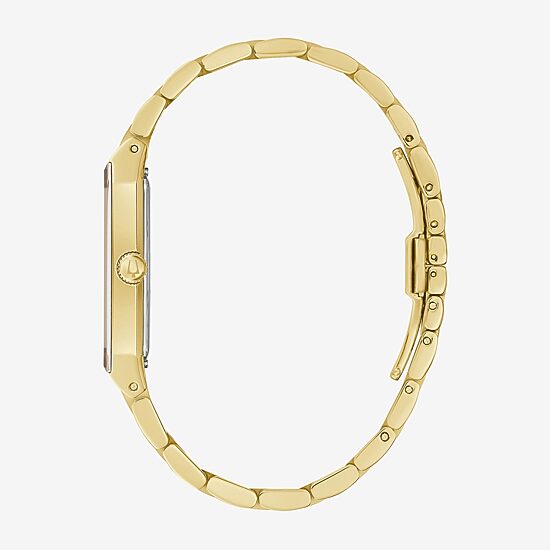 Bulova Our Lady Of Guadalupe / Nuestra Señora De Guadalupe Mens Diamond Accent Gold Tone Stainless Steel Bracelet Watch 97d120lg