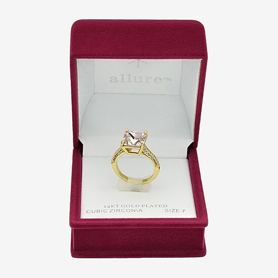 Sparkle Allure Womens Pink Crystal 14K Gold Over Brass Square Cocktail Ring