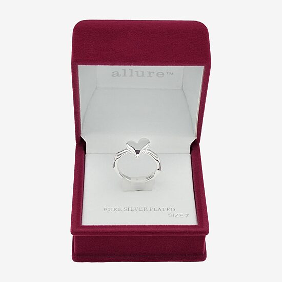 Sparkle Allure Polished Womens 2.5MM Pure Silver Over Brass Heart Delicate Band