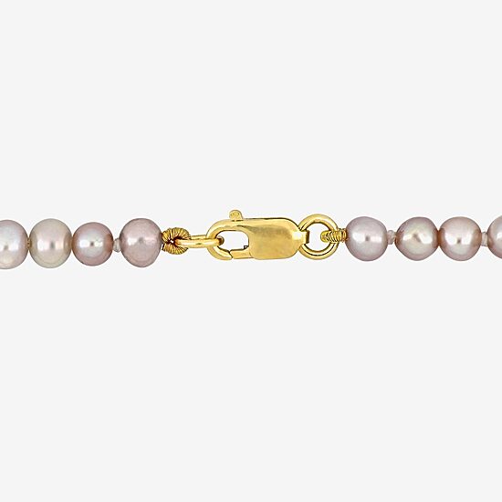 Womens White Cultured Freshwater Pearl 14K Gold Strand Bracelet