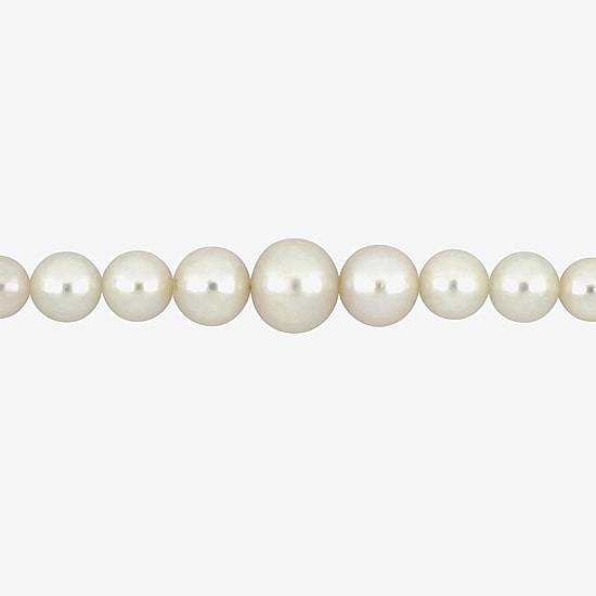 Womens White Cultured Freshwater Pearl 10K Gold Strand Bracelet