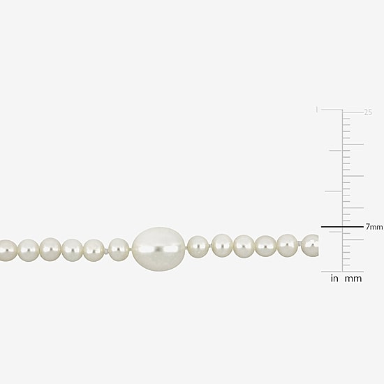 Womens White Cultured Freshwater Pearl 10K Gold Strand Bracelet