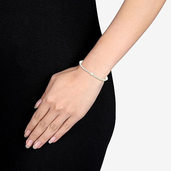 Womens White Cultured Freshwater Pearl 10K Gold Strand Bracelet