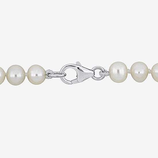 Womens White Sterling Silver 18 Inch Strand Necklace