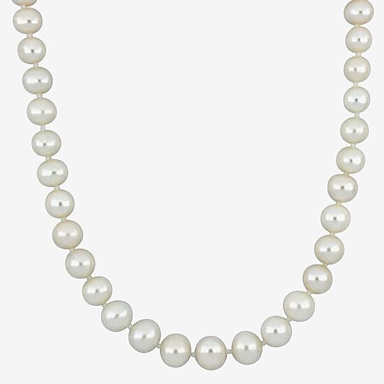 Womens White Sterling Silver 18 Inch Strand Necklace