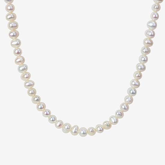 Womens White Sterling Silver 17 Inch Strand Necklace
