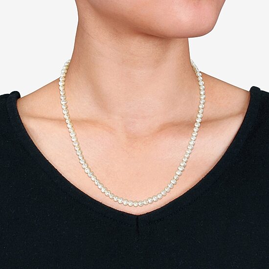 Womens White Sterling Silver 17 Inch Strand Necklace