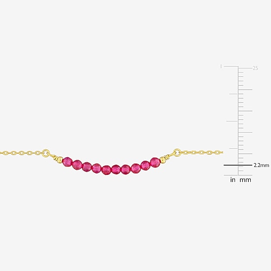 Womens Lab Created Red Ruby 18K Gold Over Silver Beaded Bracelet