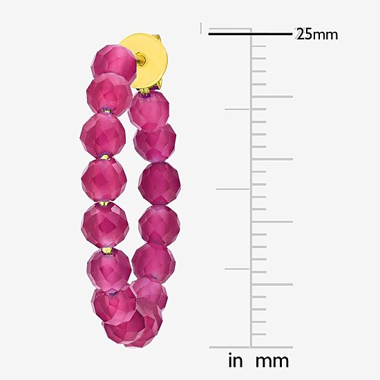 Womens Lab Created Red Ruby 18K Gold Over Silver 26mm Hoop Earrings
