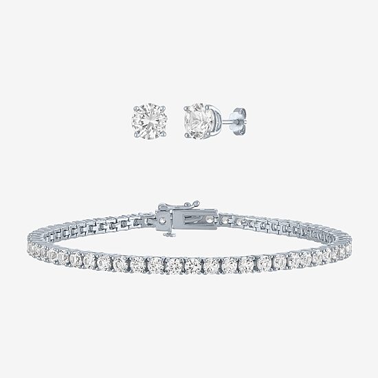 Womens Lab Created White Sapphire Sterling Silver Jewelry Set