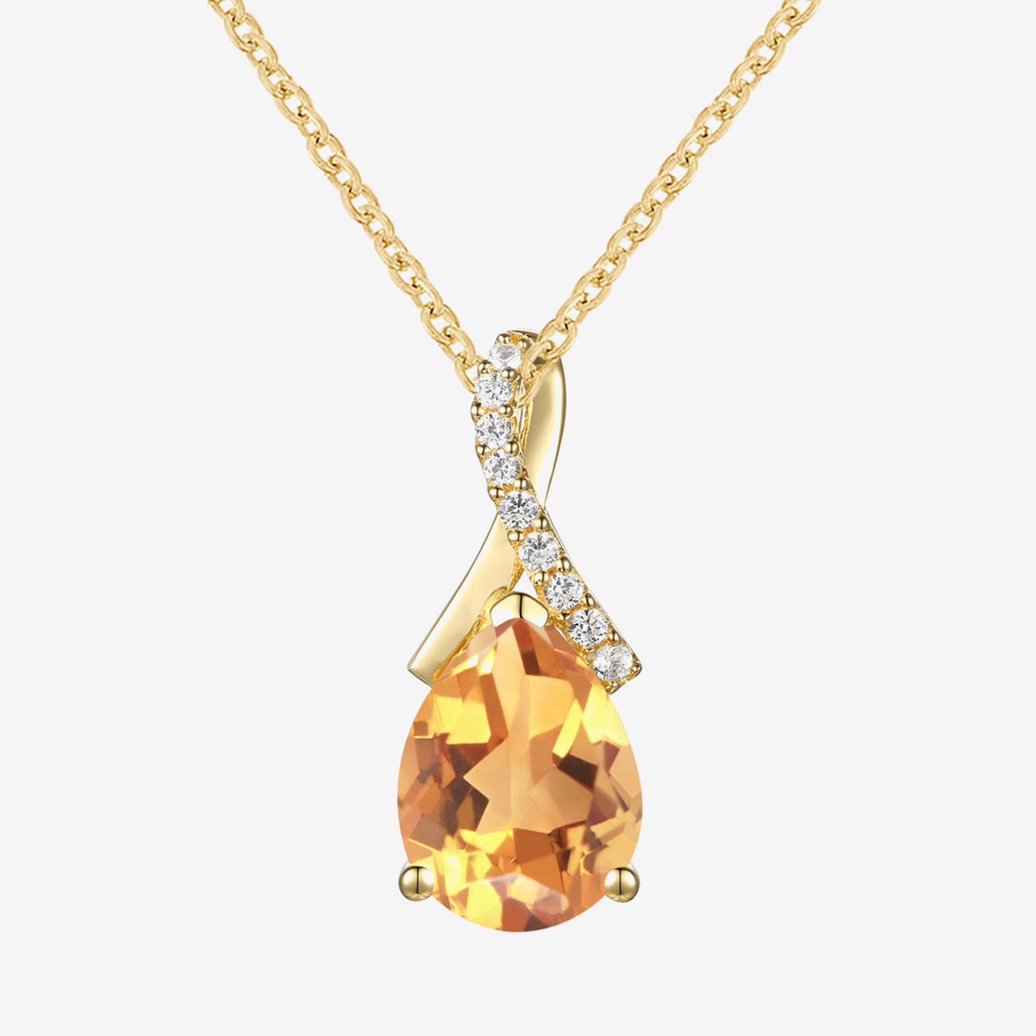 Womens Gemstone Sterling Silver or 14K Gold Over Pear Pendant Necklace