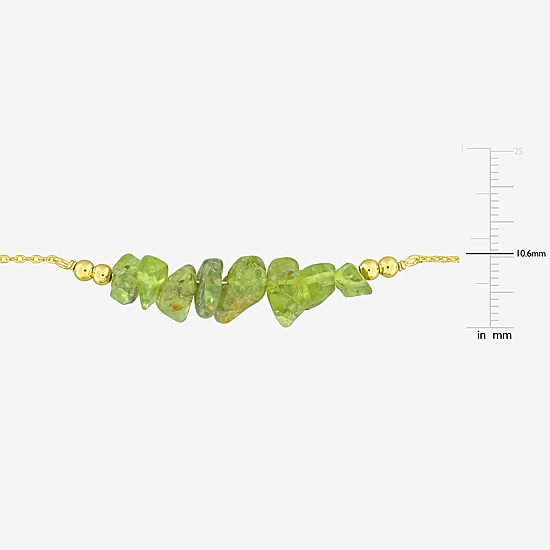Womens Genuine Green Peridot 18K Gold Over Silver Beaded Bracelet