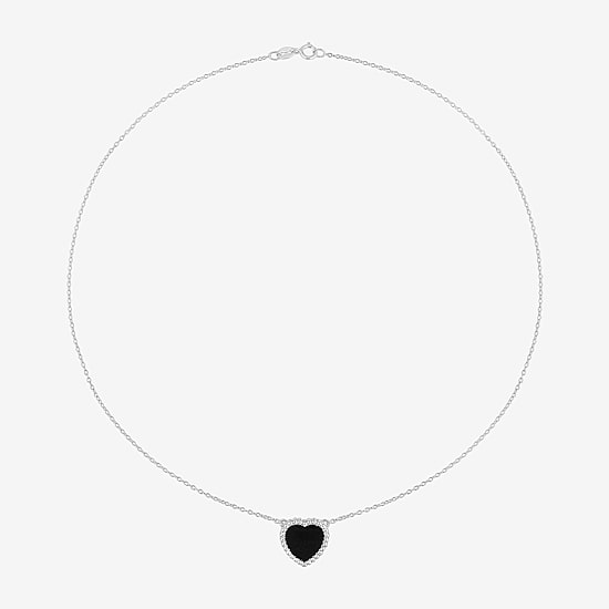 Womens Genuine Gemstone Sterling Silver Heart Pendant Necklace
