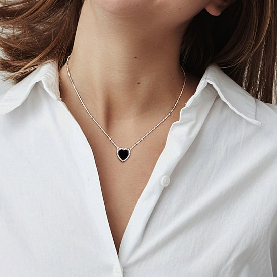 Womens Genuine Gemstone Sterling Silver Heart Pendant Necklace