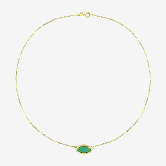Womens Genuine Green Chalcedony 18K Gold Over Silver 17 Inch Pendant Necklace