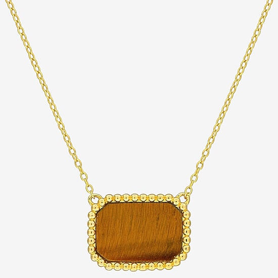 Womens Genuine Gemstone 18K Gold Over Silver Pendant Necklace