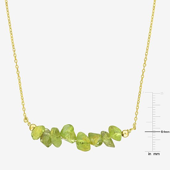 Womens Green Peridot 18K Gold Over Silver 17 Inch Beaded Necklace