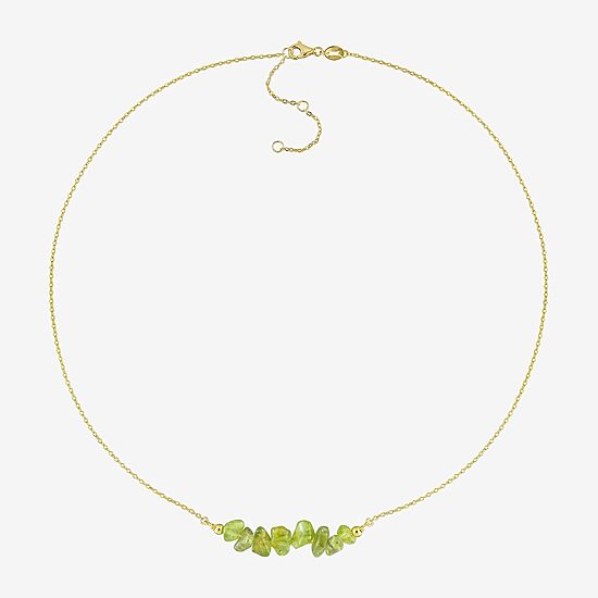 Womens Green Peridot 18K Gold Over Silver 17 Inch Beaded Necklace