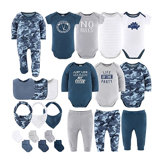 The Peanutshell Blue Camo Baby Boys Knit 23-pc. Baby Clothing Set
