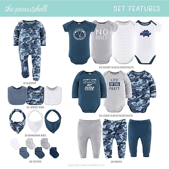 The Peanutshell Blue Camo Baby Boys Knit 23-pc. Baby Clothing Set