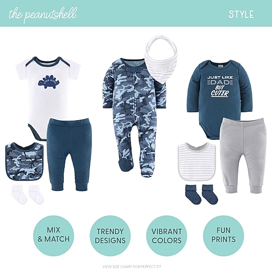 The Peanutshell Blue Camo Baby Boys Knit 23-pc. Baby Clothing Set