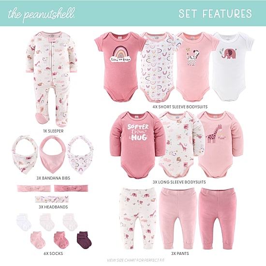The Peanutshell Rainbow Safari Baby Girls Knit 23-pc. Baby Clothing Set