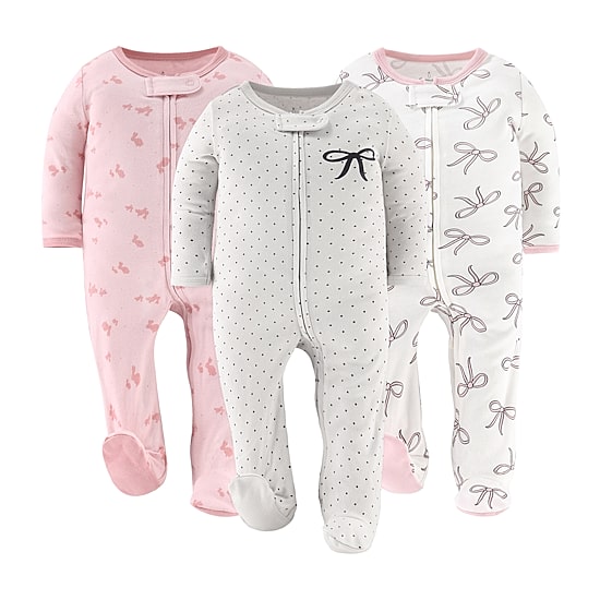 The Peanutshell Balletcore Baby Girls 3-pc. Bows Sleep and Play
