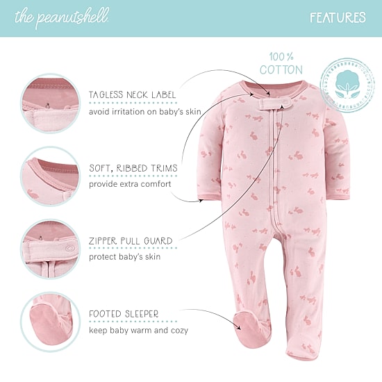 The Peanutshell Balletcore Baby Girls 3-pc. Bows Sleep and Play