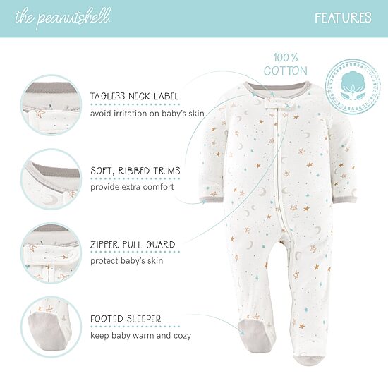 The Peanutshell Neutral Celestial Baby Unisex 3-pc. Star Sleep and Play