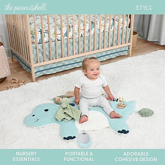 The Peanutshell Dino Play Mat & Security Blanket 4-pc. Crib Bedding Set