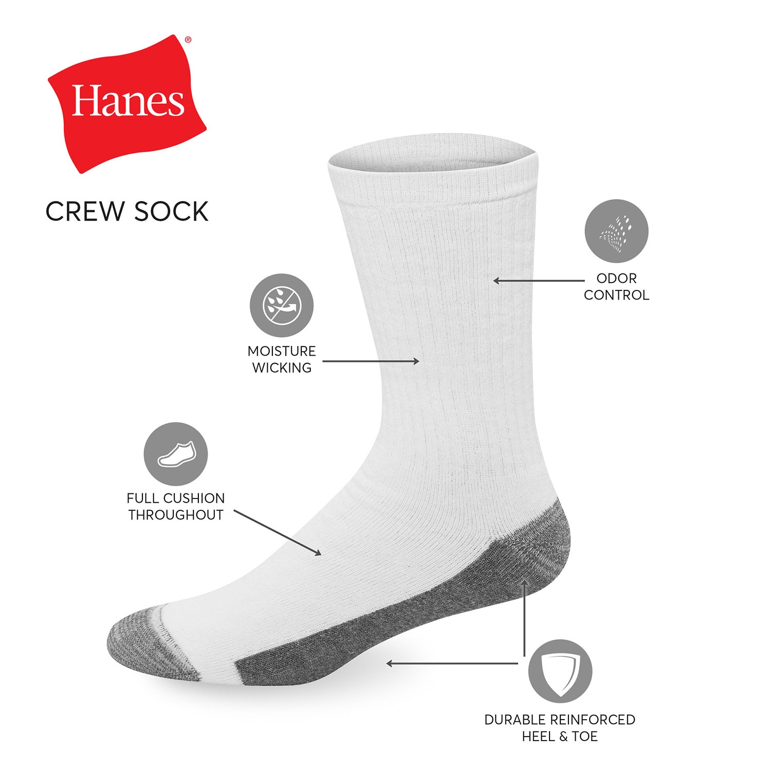 Hanes® Men's Ultimate 6-Pack Ultra Cushion Crew Socks