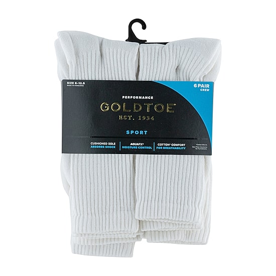 Gold Toe Athletic Sport Mens 6 Pair Crew Socks