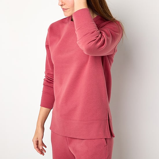 Xersion Womens Super Soft Fleece Round Neck Long Sleeve Sweatshirt Tall