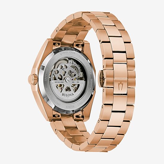 Bulova Surveyor Mens Automatic Rose Goldtone Stainless Steel Bracelet Watch 97b234