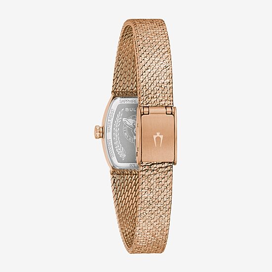 Bulova Goddess Of Time Womens Rose Goldtone Stainless Steel Bracelet Watch 97l185