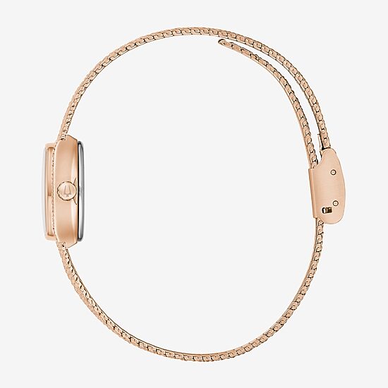 Bulova Goddess Of Time Womens Rose Goldtone Stainless Steel Bracelet Watch 97l185