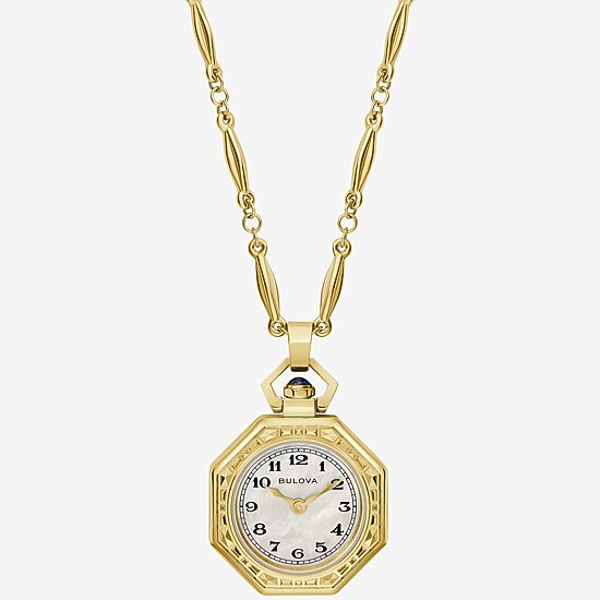 Bulova Rubaiyat Womens Gold Tone Stainless Steel Pocket Watch 97l182