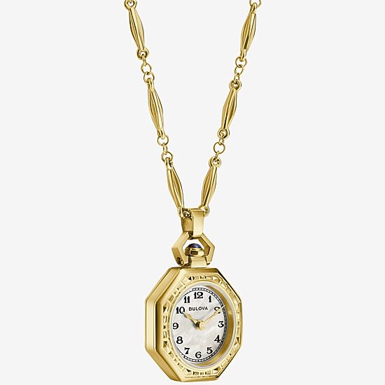 Bulova Rubaiyat Womens Gold Tone Stainless Steel Pocket Watch 97l182