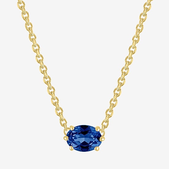Gemstone 14K Gold Over Silver Oval 17.5 Inch Pendant Necklace