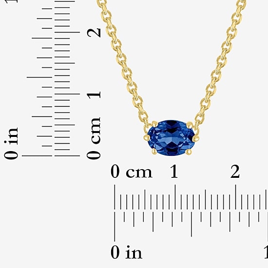 Gemstone 14K Gold Over Silver Oval 17.5 Inch Pendant Necklace